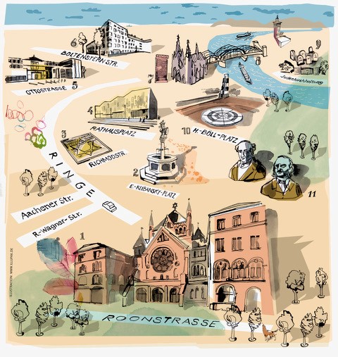 220414_Pichler_Graphik Orte Jüdisches Köln Aquarell
