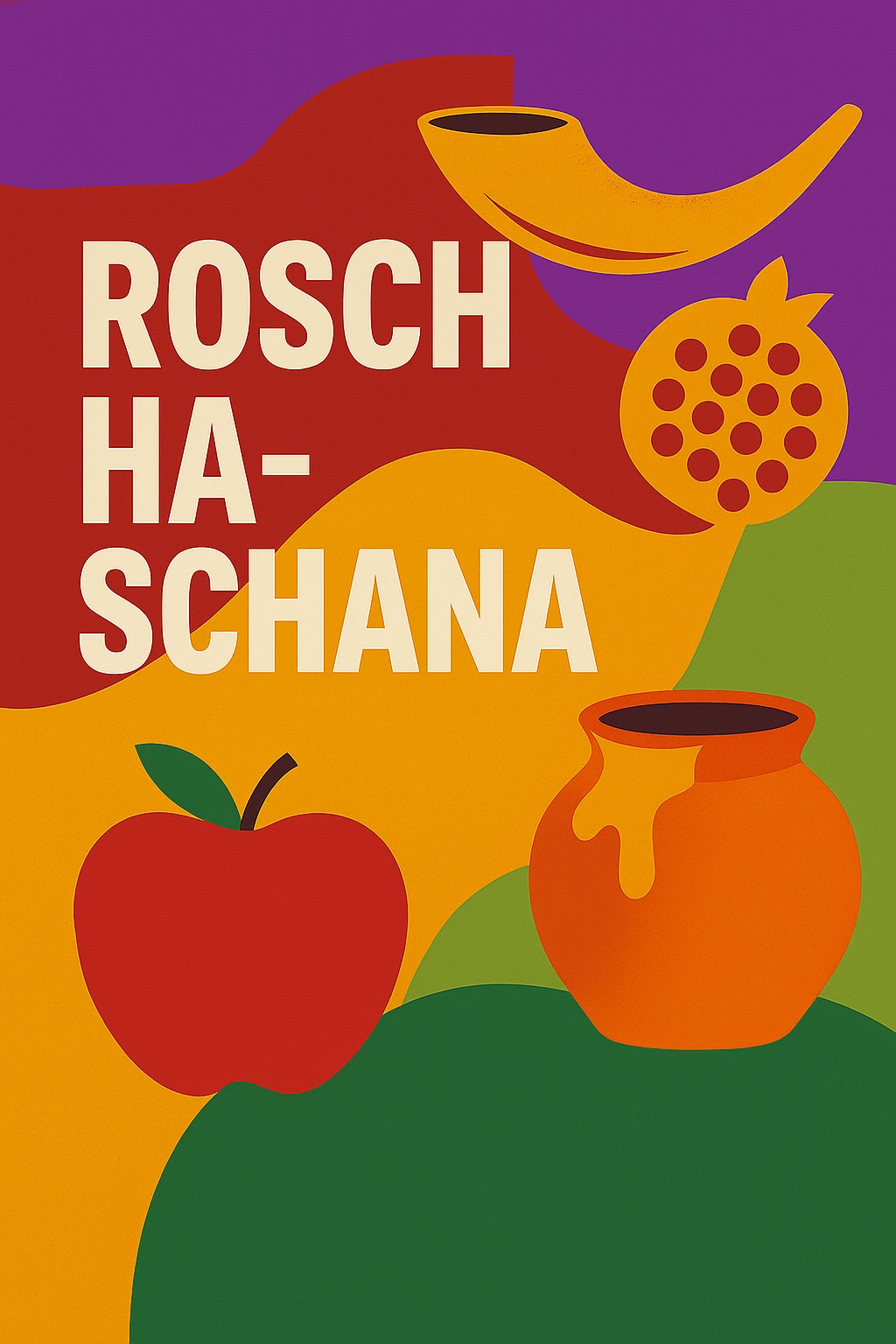 2509_Rosch Ha Schana eine moderne, freundlich Graphik zum lüdischen Feiertag Rosch Ha-Schana